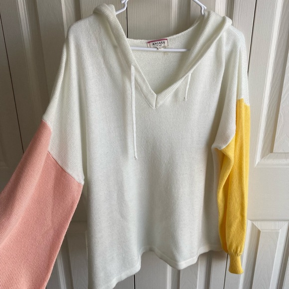 Color block knit hoodie - Picture 3 of 6